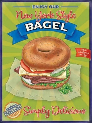 New York Style Bagel Metal Sign 400 x300mm