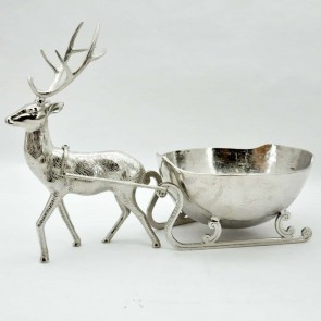 32CM REINDEER SLEIGH WITH ICE BOWL
