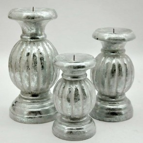 30/25/20CM SET 3 SILVER CANDLESTICKS