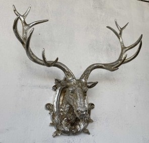74CM ANTIQUE SILVER DEER HEAD