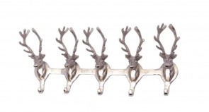 53CM NICKEL STAG HEAD WALL HOOK
