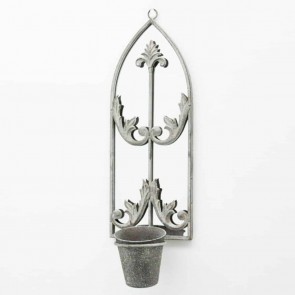 60cm RUSTY WALL MIRROR WITH SINGLE PLANTER