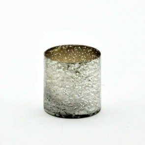 3.5" SILVER FOIL GLASS CANDLEHOLDER
