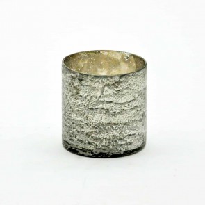 4.5" SILVER FOIL GLASS CANDLEHOLDER