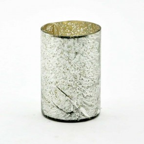 6" SILVER FOIL GLASS CANDLEHOLDER