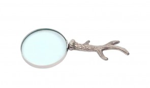 4" NICKEL ANTLER MAGNIFYING GLASS