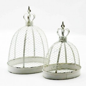 SET 2 ANTIQUE CREAM FLOWER BASKETS