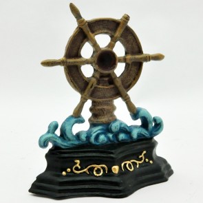 29CM CAST IRON SHIPS WHEEL DOORSTOP