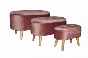 SET 3 PINK WOODEN TRUNK