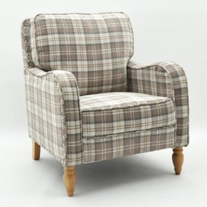 LATTE CHECK FABRIC ARM CHAIR