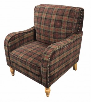 MOSS CHECK FABRIC ARM CHAIR