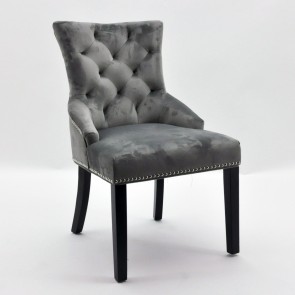 GREY VELVET DINING CHAIR 91x56x66cm