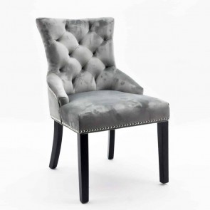 91 CM GREY VELVET DINING CHAIR BLACK