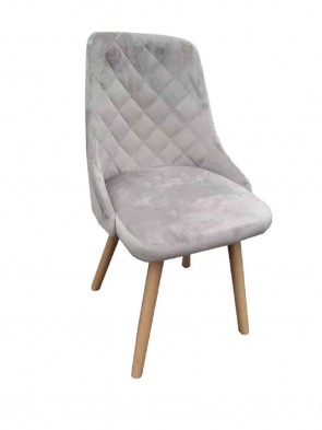 CHAMPAGNE VELVET DINING CHAIR-NATURAL LEG