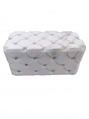 80CM CHAMPAGNE VELVET BUTTON DESIGN OTTOMA