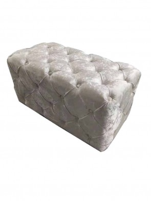 80CM ICE CRUSHED VELVET BUTTON OTTOMAN