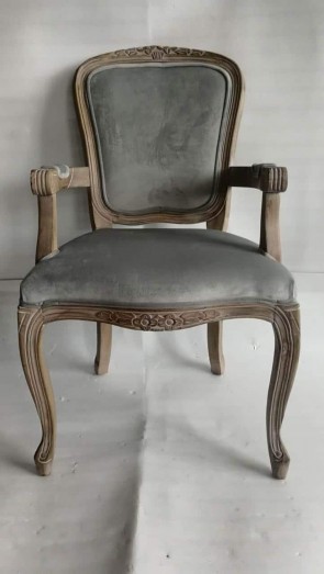 NATURAL FR GREY FABRIC LOUIS ARMCHAIR