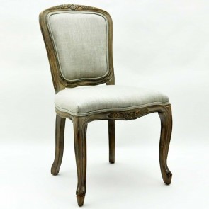 NATURAL FR TAUPE FABRIC LOUIS CHAIR