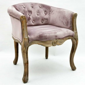 NATURAL FR VELVET PINK LOUIS CHAIR
