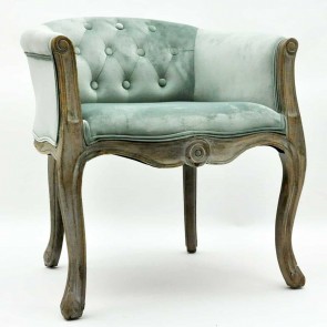 NATURAL FR GREY VELVET LOUIS CHAIR