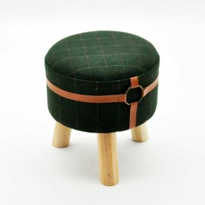 32 X 33CM GREEN ROUND FOOTSTOOL