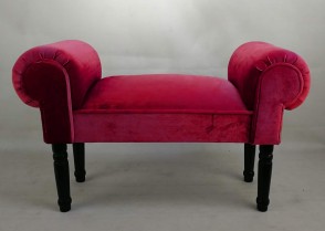 VELVET RED SMALL WINDOW SEAT 86X30X52CM