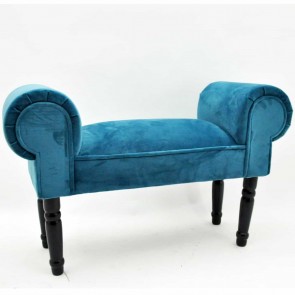 VELVET BLUE SMALL WINDOW SEAT 86X30X52CM
