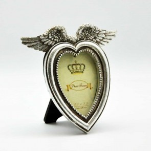 14cm ANTIQUE SILVER HEART SHAPE PHOTOFRAME