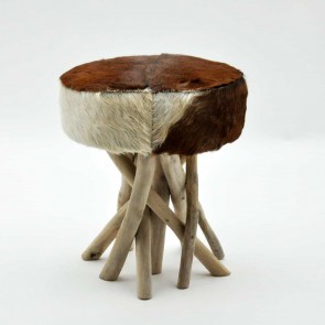 40X40X45CM GOAT SKIN LEATHER STOOL
