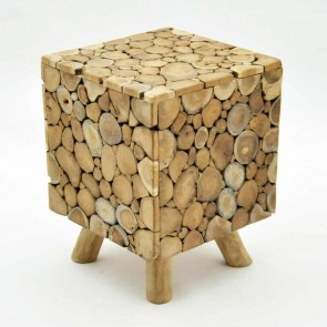 30X30X40CM TEAK BRANCH ROOT SQUARE STOOL