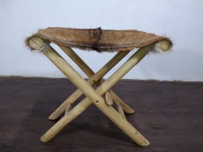 FOLDING GOATSKIN STOOL