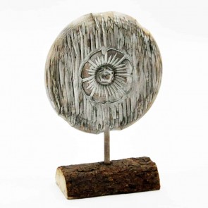 MED WOODEN FLOWER ON STAND 23cm D