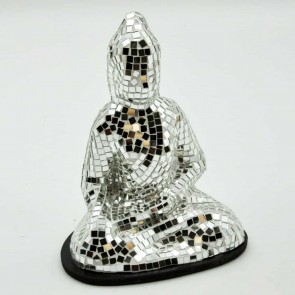 30CM SILVER MOSAIC MEDITATING BUDDHA
