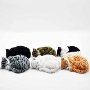 12"SLEEPING CAT ASST COLOUR PLUSH FABRIC