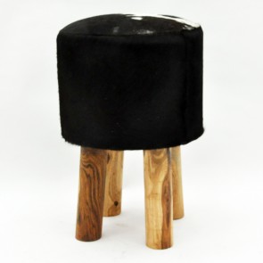 BLACK AND WHITE COW-HIDE STOOL 45x30x30cm