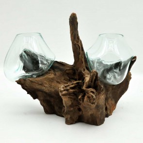 #8 L DOUBLE TEAK ROOT BLOWN GLASS