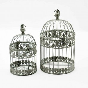 CREAM COLOUR SET 2 ROUND BIRDCAGES