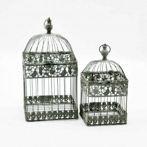 CREAM COLOUR SET 2 SQUARE BIRDCAGES