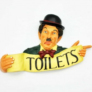 70 X 45CM RESIN CHAPLIN TOILET SIGN