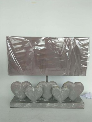 36CM GREY WASHED WOOD FIVE HEART LAMP
