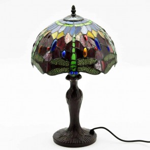 12" SHADE RED DRAGONFLY TIFFANY LAMP
