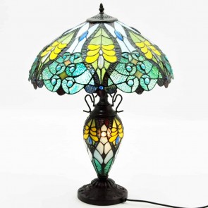 18" SHADE MULTI COLOUR DOUBLE TIFFANY LAMP
