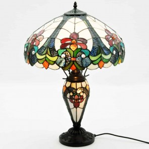 18" SHADE MULTI COLOUR DOUBLE TIFFANY LAMP