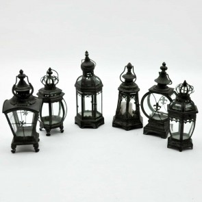 40CM 6 ASSORTED METAL GARDEN LANTERNS