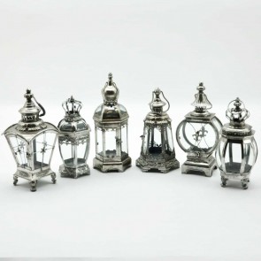 40CM 6 ASSORTED SILVER GARDEN LANTERNS