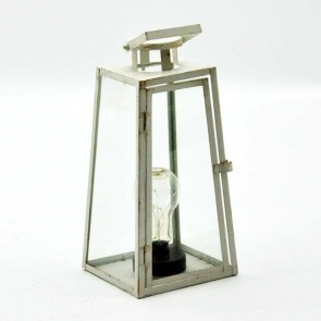 34.5cm SQUARE CREAM LANTERN WITH BULB