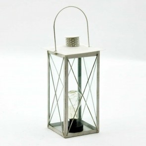 35cm SQUARE CREAM LANTERN WITH BULB