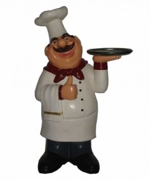 62CM RESIN CHEF WITH TRAY